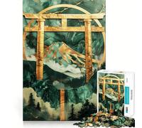 Puzzle de 1000 pièces Torii Gate Kintsugi Art pour Adultes, Jeu d'exercice Mental Amusant et décontracté, découpe de précision, Cadeau Artistique 38x52cm