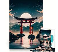 Puzzle de 1000 pièces Torii Gate Middle Lake pour Adultes Jeu Intelligent et Amusant d'intérieur Découpe Lisse Père Noël Vœux 50x75cm