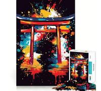 Puzzle de 1000 pièces Torii Gate Splatter Art pour Adolescents, idéal pour développer la réflexion et Passer Un agréable Moment Bords précis, Cadeau attentionné 50x75cm