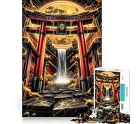 Puzzle de 1000 pièces Torii Waterfall Gate pour Adultes et Adolescents, Jeu de réflexion apaisant, Cadeau de Noël idéal 50x75cm