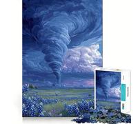 Puzzle de 1000 pièces Tornade sur Un Champ de bleuets pour Adultes, Jeu de réflexion, Jeu de Groupe, découpe Nette, Joli Cadeau 38x26cm