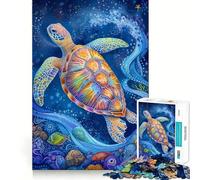 Puzzle de 1000 pièces Tortue Aquarelle Animal Bords Fins Jeu de réflexion Détente Cadeau Artistique de Noël (50x75cm)