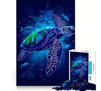 Puzzle de 1000 pièces Tortue Aquarelle Animal Bords Lisses Jeu de Concentration Amusant Temps de Jeu Confortable Cadeau d'anniversaire (38x26cm)