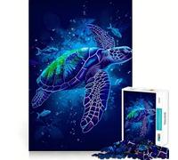 Puzzle de 1000 pièces Tortue Aquarelle Animal Pièces nettes et découpées Jeu de développement cognitif Moment de Calme et de Divertissement Décoration de Noël (50x75cm)