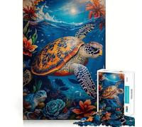 Puzzle de 1000 pièces Tortue Aquarelle Animal Pièces nettes et découpées Jeu de développement cognitif Moment de Calme et de Divertissement Décoration de Noël (50x75cm)