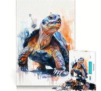 Puzzle de 1000 pièces Tortue Aquarelle Découpe Précise Art Jeu de Logique et de Réflexion Temps de Détente Cadeau d'anniversaire Amusant (50x75cm)