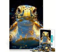 Puzzle de 1000 pièces Tortue Marine aux Reflets dorés pour Adultes Jeu de mémoire, Anti-Stress, à Assembler Idée Cadeau de Noël (50x75cm)