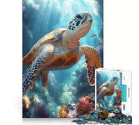 Puzzle de 1000 pièces Tortue Marine dans Un récif corallien, pour Adolescents, Jeu de logique, Simple et Amusant, Bords Lisses, Cadeau élégant (50x75cm)