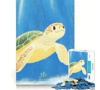 Puzzle de 1000 pièces Tortue Marine et Poissons pour Adolescents Jeu de logique Solide Idée Cadeau d'anniversaire aux Bords Nets 38x52cm