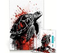 Puzzle de 1000 pièces Tortue Marine Peinte à l'encre pour Adultes, Jeu de logique et de réflexion, découpe précise, Cadeau élégant (38x52cm)