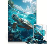 Puzzle de 1000 pièces Tortue Tropicale sous-Marine pour Adultes,Jeu de réflexion,découpe Laser pour Un Assemblage Parfait,activité enrichissante pour Les Jours de Pluie (38x26cm)