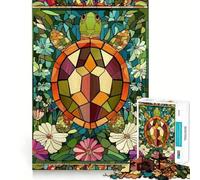 Puzzle de 1000 pièces Tortues Adolescentes en vitrail », Jouet de logique Robuste, Loisir Amusant, Bords Transparents, Objet de Collection 50x75cm