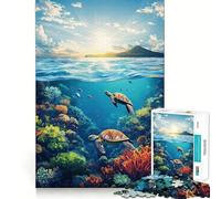 Puzzle de 1000 pièces Tortues Marines et récif corallien Cadeau pour Adultes Jeu de logique Découpe précise Cadeau élégant (38x26cm)