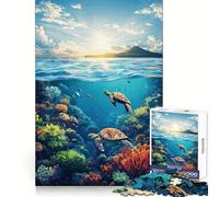 Puzzle de 1000 pièces Tortues Marines et récif corallien pour Adultes Jouet Intelligent et Amusant Bords Lisses Objet de Collection (50x75cm)