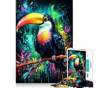 Puzzle de 1000 pièces Toucan dans Un Monde coloré pour Adultes et Adolescents, Jeu Mental apaisant et Relaxant, Cadeau de qualité supérieure 38x52cm