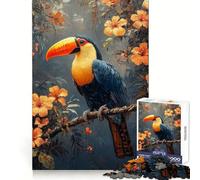 Puzzle de 1000 pièces Toucan en Fleurs Tropicales pour Adolescents, idéal pour développer la dextérité mentale, Jouer en Silence et créer Un Cadeau de qualité supérieure (38x52cm)