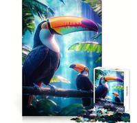 Puzzle de 1000 pièces Toucans sous la Pluie pour Adolescents développez Votre mémoire, apaisez Votre Esprit et offrez-Vous Un Cadeau Original aux Bords Nets (38x26cm)