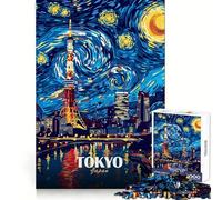 Puzzle de 1000 pièces Tour de Tokyo Nuit étoilée pour Adultes, Jeu de réflexion, Divertissement d'intérieur, Bords précis, Objet de Collection 50x75cm