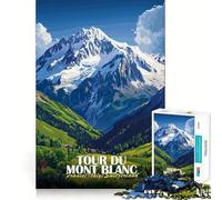 Puzzle de 1000 pièces Tour du Mont Blanc, Paysage, Affiche, Bords Fins, Artisanat, Jeu de réflexion, détente, Cadeau Artistique de Noël (38x52cm)
