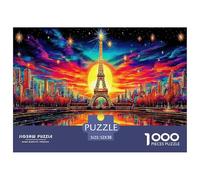 Puzzle de 1000 pièces Tour Eiffel Coucher de Soleil pour Adultes et Enfants | Détaillé - Tour Eiffel, Panorama Urbain, Papier recyclé, Jeu éducatif décompressant, 52 x 38 cm / 1000 pièces