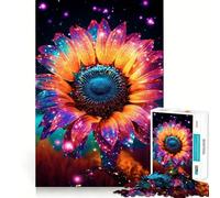 Puzzle de 1000 pièces Tournesol Cosmique Or néon pour Adultes, Jeu de réflexion Amusant à Partager, découpe (38x52cm)