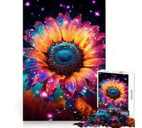 Puzzle de 1000 pièces Tournesol Cosmique Or néon pour Adultes, Jeu de réflexion Amusant à Partager, découpe (38x52cm)