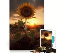Puzzle de 1000 pièces Tournesol Coucher de Soleil Nuages pour Adolescents Jeu de réflexion Intelligent et paisible Cadeau de Noël idéal 50x75cm