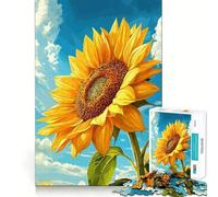 Puzzle de 1000 pièces Tournesol éclatant sur Fond de Ciel Bleu »,Jeu de réflexion créatif,pièces Robustes et découpées avec précision,idéal pour Les Voyages (38x52cm)