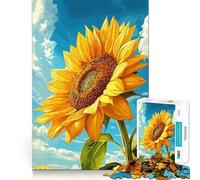 Puzzle de 1000 pièces Tournesol éclatant sur Fond de Ciel Bleu pour Adolescents Jeu de mémoire Amusant,Propre et sans Couture Activité relaxante en Groupe à l'intérieur (50x75cm)