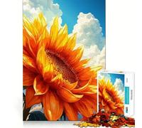 Puzzle de 1000 pièces Tournesol éclatant sur Fond de Ciel Nuageux (50x75cm) Développe la mémoire,ludique et de qualité Professionnelle pour stimuler l'esprit