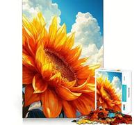 Puzzle de 1000 pièces Tournesol éclatant sur Fond de Ciel Nuageux pour Adolescents Jeu Stimulant l'esprit Assemblage Facile et sécurisé Activité Amusante en Famille Le Soir (38x52cm)