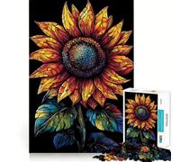 Puzzle de 1000 pièces Tournesol en vitrail pour Adolescents Jeu de logique et de Construction Amusant, découpe de précision, Cadeau élégant 38x52cm