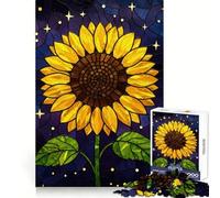 Puzzle de 1000 pièces Tournesol en vitrail sur Fond étoilé pour Adolescents, Jeu de logique, Passe-Temps Calme, découpe précise, Cadeau Exquis 38x52cm