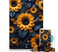 Puzzle de 1000 pièces Tournesol Feuille Noire pour Adolescents Jeu Cognitif Détente et Appréciation Douce Bordure Premium Cadeau du Père Noël 38x52cm