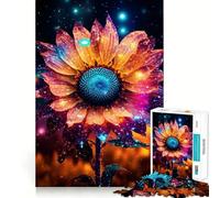 Puzzle de 1000 pièces Tournesol Néon Éclat Cosmique pour Adultes et Adolescents Stimulation de la Mémoire et Détente Idée Cadeau de Noël 38x26cm