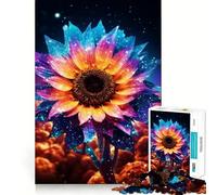 Puzzle de 1000 pièces Tournesol Néon Éclat Cosmique pour Adultes Jeu de Logique Pure Amusant et Apaisant Découpe Précise 38x26cm