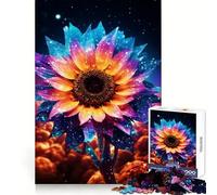 Puzzle de 1000 pièces Tournesol Néon Éclat Cosmique pour Adultes Jeu de réflexion apaisant et Relaxant Décoration Murale aux Contours Nets 50x75cm
