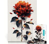 Puzzle de 1000 pièces Tournesol Rouge Flamboyant,décoration aux Bords Nets,résolution de problèmes Amusante et Facile,Cadeau de Noël (50x75cm)