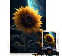 Puzzle de 1000 pièces Tournesol Terre Galaxie pour Adolescents Jeu de logique mentale Loisirs Bordure Fine Cadeau spécial 50x75cm