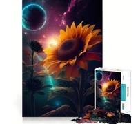 Puzzle de 1000 pièces Tournesol Terre Galaxie pour Adolescents Jeu de logique Solide Découpe de précision pour Les vœux du Père Noël 50x75cm