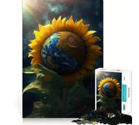 Puzzle de 1000 pièces Tournesol Terre Galaxie Soleil pour Adolescents, Jouet cognitif, Plaisir Lent, Bords de qualité supérieure, Cadeau du Père Noël 38x52cm