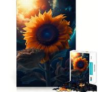 Puzzle de 1000 pièces Tournesol Terre Soleil Lune pour Adultes Jeu de logique mentale Anti-Stress Découpe Ferme 38x26cm
