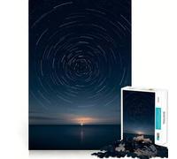 Puzzle de 1000 pièces Traces d'étoiles sur l'océan la Nuit pour Adolescents, idéal pour développer la mémoire, Jeu d'intérieur, découpe Fine, Cadeau du Père Noël 38x52cm