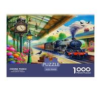 Puzzle de 1000 pièces - Train à Vapeur - Gare Vintage - Puzzle Charmant et nostalgique, idéal pour Les Adultes - Cadeau - Papier recyclé - Jeu éducatif et décompressant - 70 x 50 cm / 1000 pièces