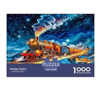 Puzzle de 1000 pièces Train à Vapeur - Train Cosmique Galaxie Puzzle psychédélique et Magique pour Adultes Jeu éducatif Puzzle Amusant Cadeau pour la Maison 52x38cm/1000 pièces