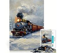 Puzzle de 1000 pièces Train d'hiver à Travers Une forêt enneigée »,Jeu créatif et Intelligent,pièces Robustes et découpées avec précision,idéal pour Les Voyages (50x75cm)