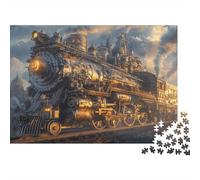 Puzzle de 1000 pièces « Train Steampunk » - Chemin de Fer Steampunk doré - Jeu éducatif pour Adultes - Décoration intérieure - Défi -Cadeau d'anniversaire - 38 x 26 cm