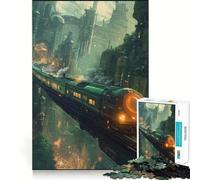 Puzzle de 1000 pièces Train Steampunk dans Un Paysage Urbain pour Adolescents, Jeu de réflexion, Jouet Anti-Stress, découpe soignée, Cadeau Artistique 38x26cm