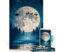 Puzzle de 1000 pièces Traîneau du Père Noël et des Rennes pour Adolescents, Jeu intellectuel, Moments en Famille, qualité supérieure, Cadeau Unique (38x52cm)