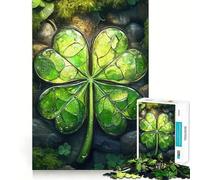 Puzzle de 1000 pièces Trèfle à Quatre Feuilles en vitrail pour Adolescents Un Jeu Amusant et Relaxant pour développer sa mémoire et créer Une Belle Surprise 50x75cm